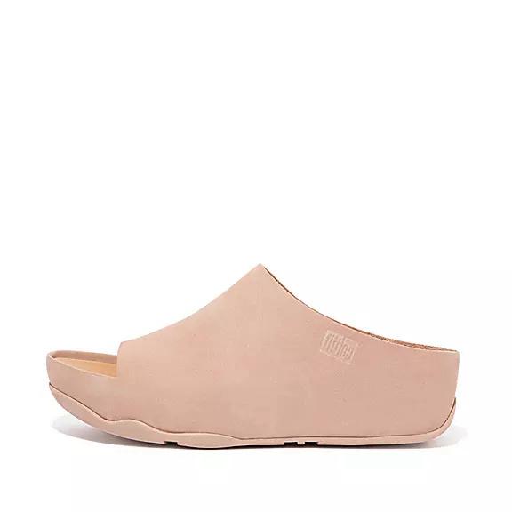 Chaussures À Enfiler Femme Fitflop Shuv Nubuck Slides Beige (MBN948120)
